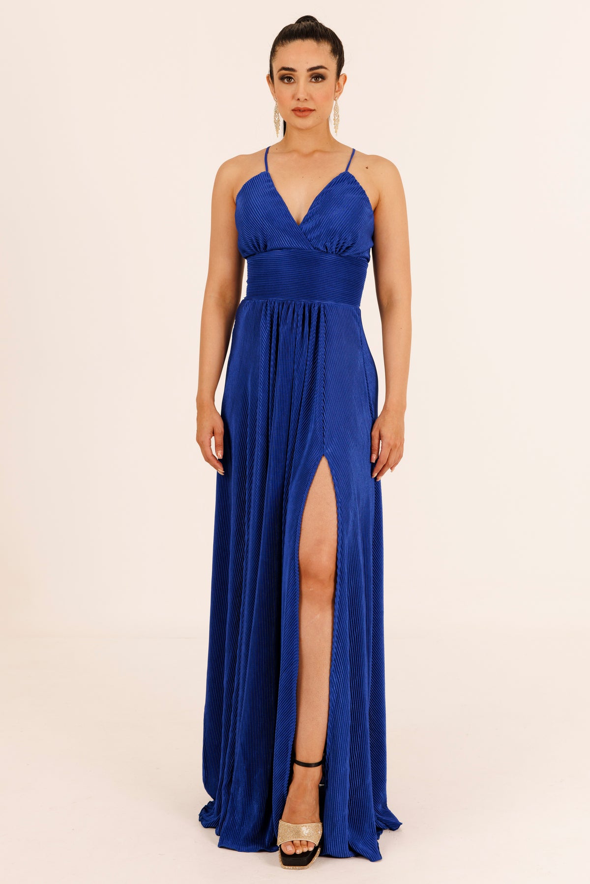 Vestido largo plisado de tirantes - COCO