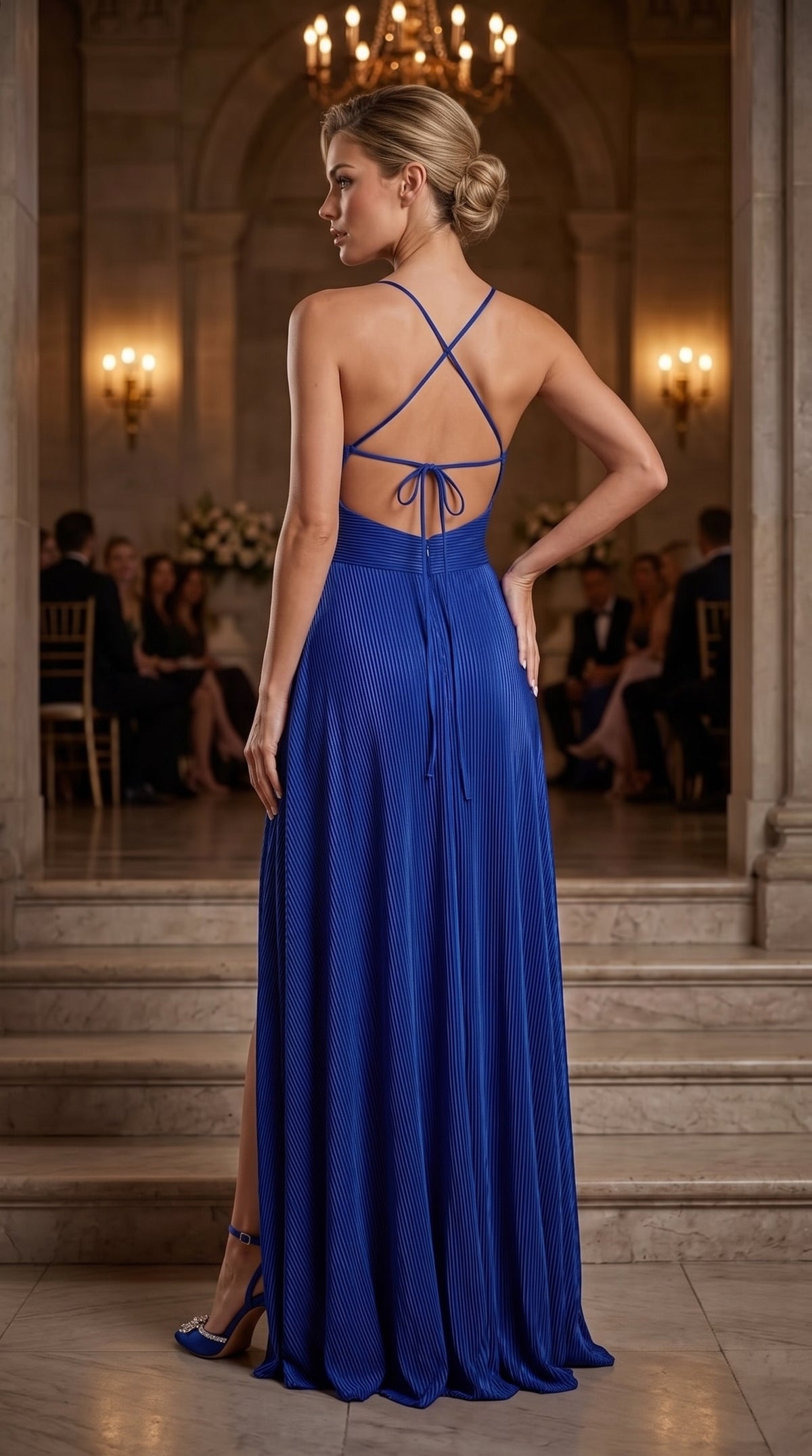 Vestido largo plisado de tirantes - COCO