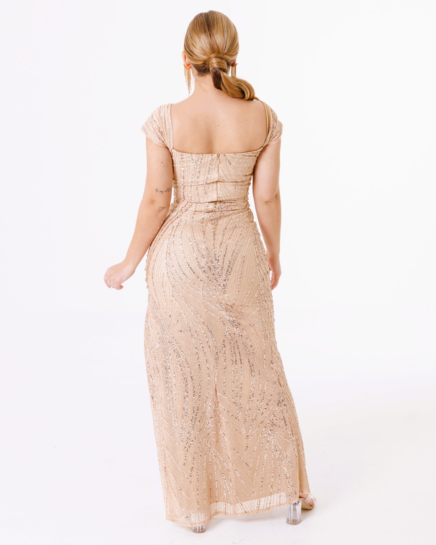 Vestido Largo de Lentejuela con abertura - JAZMIN