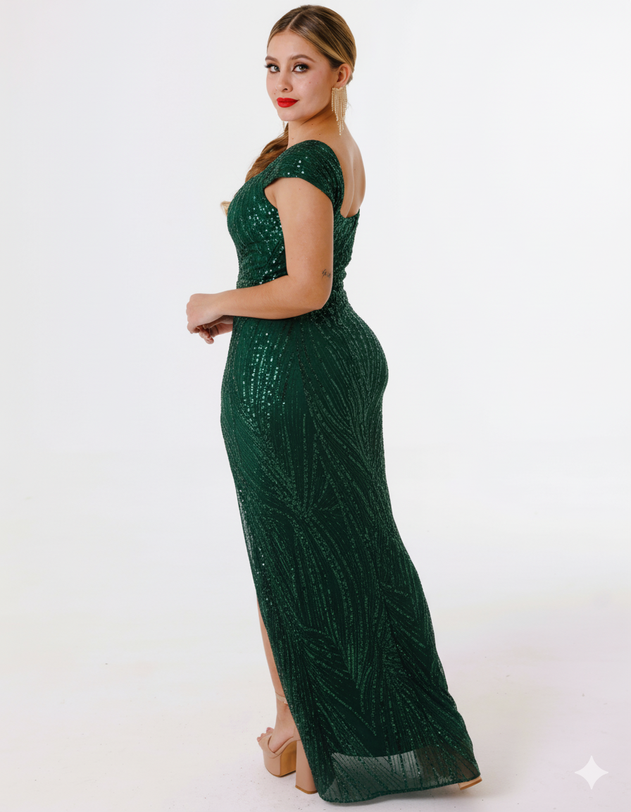 Vestido Largo de Lentejuela con abertura - JAZMIN