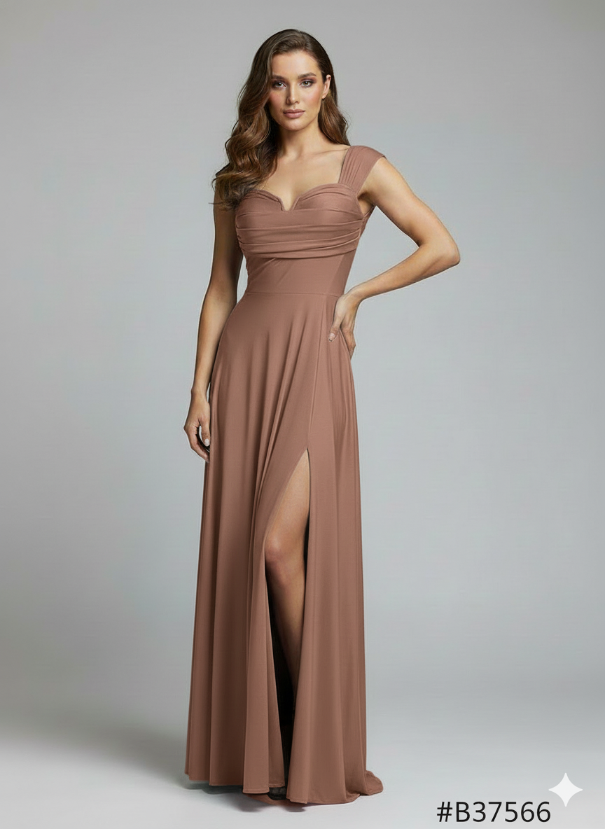 Vestido Largo Con Abertura y mangas- ROSIE