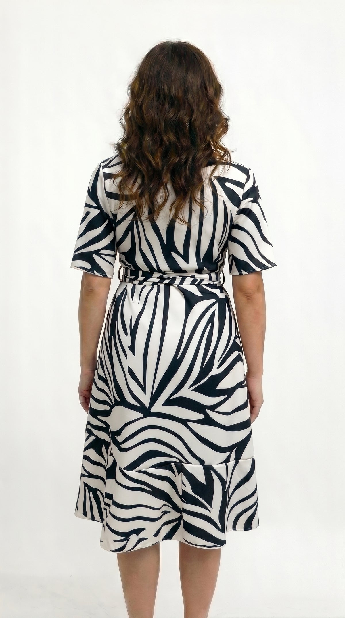 Vestido corto con mangas escote cruzado y cinturon - VICKY
