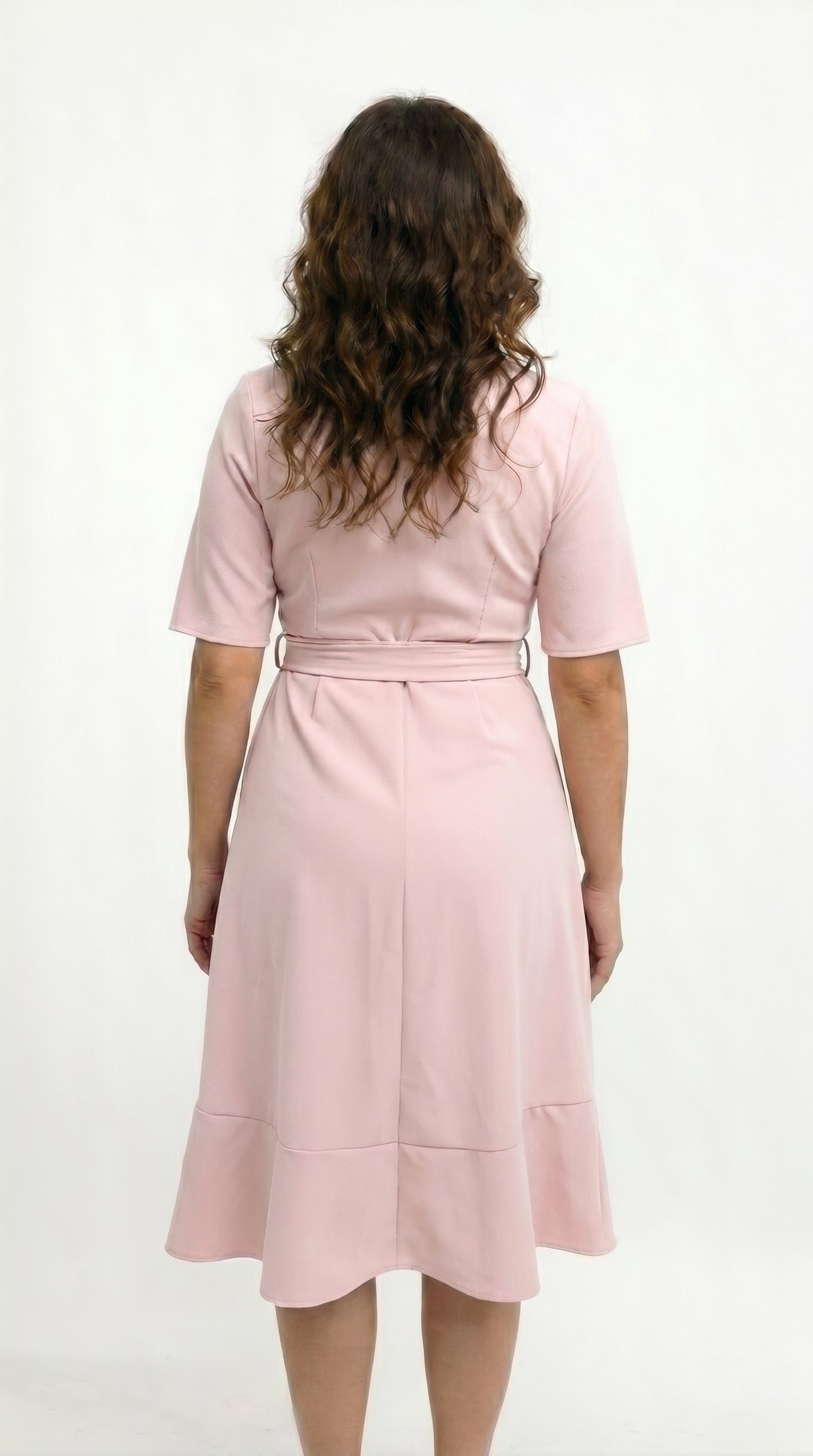 Vestido corto con mangas escote cruzado y cinturon - VICKY