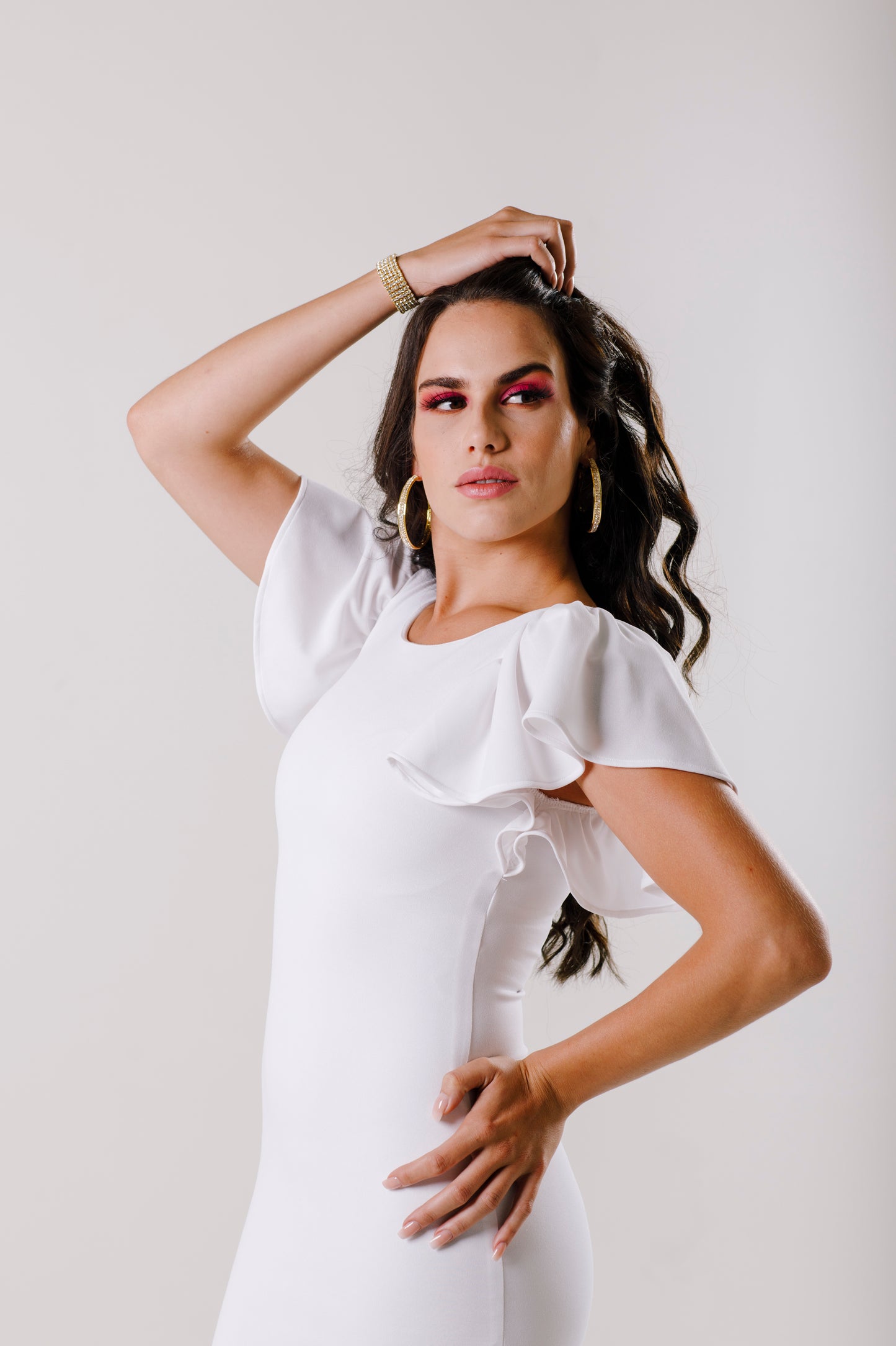 Vestido Midi con mangas. -"ALMA"