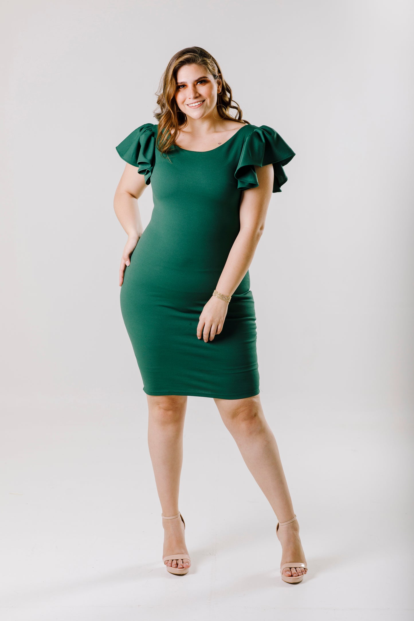 Vestido Midi con mangas. -"ALMA"