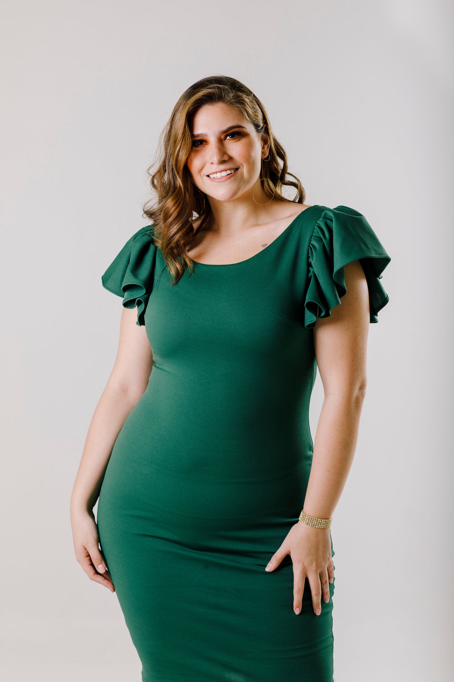 Vestido Midi con mangas. -"ALMA"