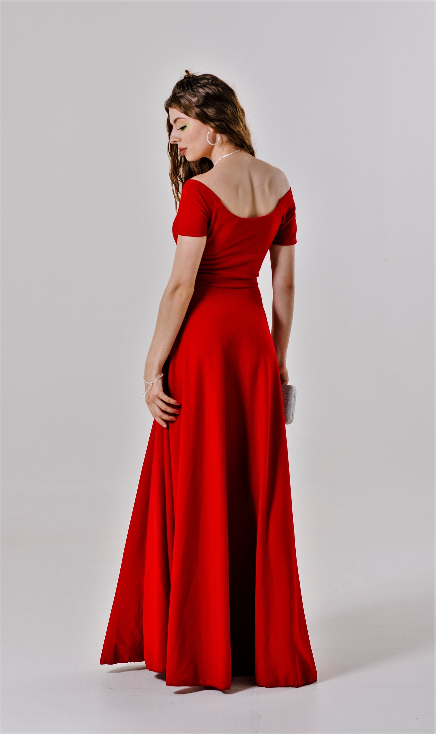 BONITA ROJO, VESTIDO LARGO CON MANGAS, VESTIDO LARGO ROJO, VESTIDO DE BODA, VESTIDO PARA FIESTA