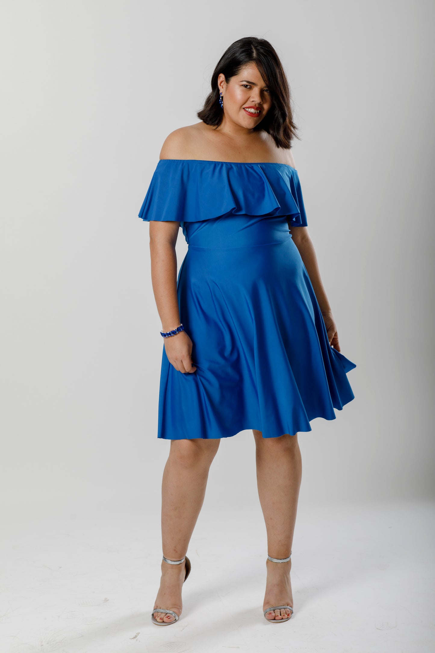 Vestido corto azul rey estilo campesino. - The Moda mx