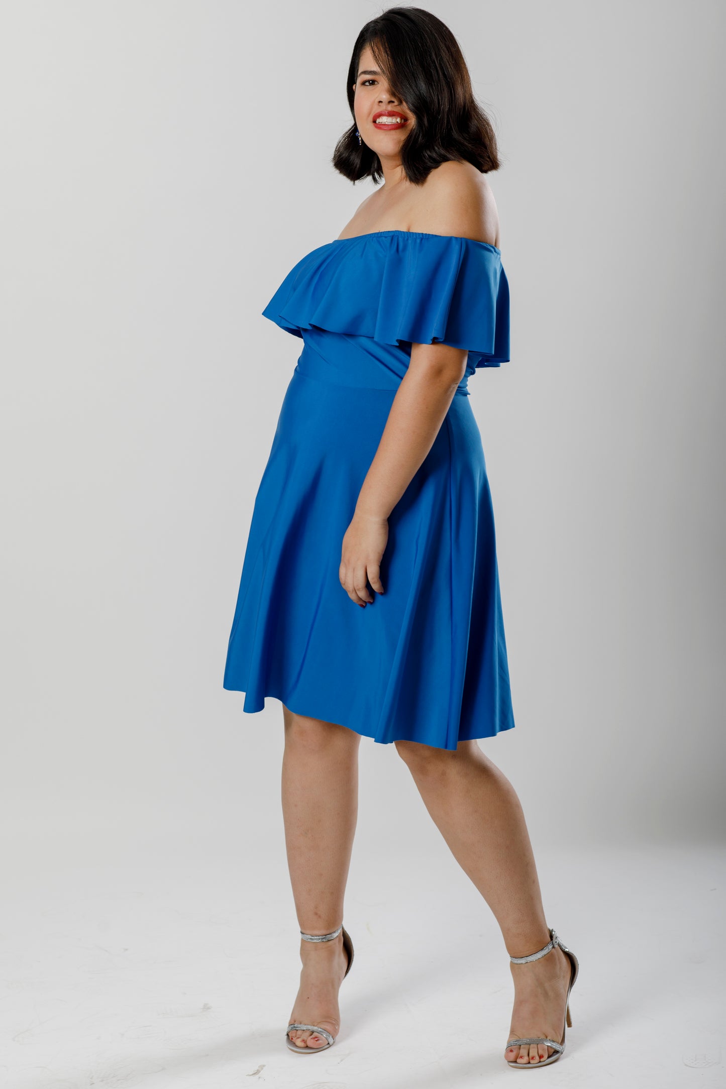 Vestido corto azul rey estilo campesino. - The Moda mx