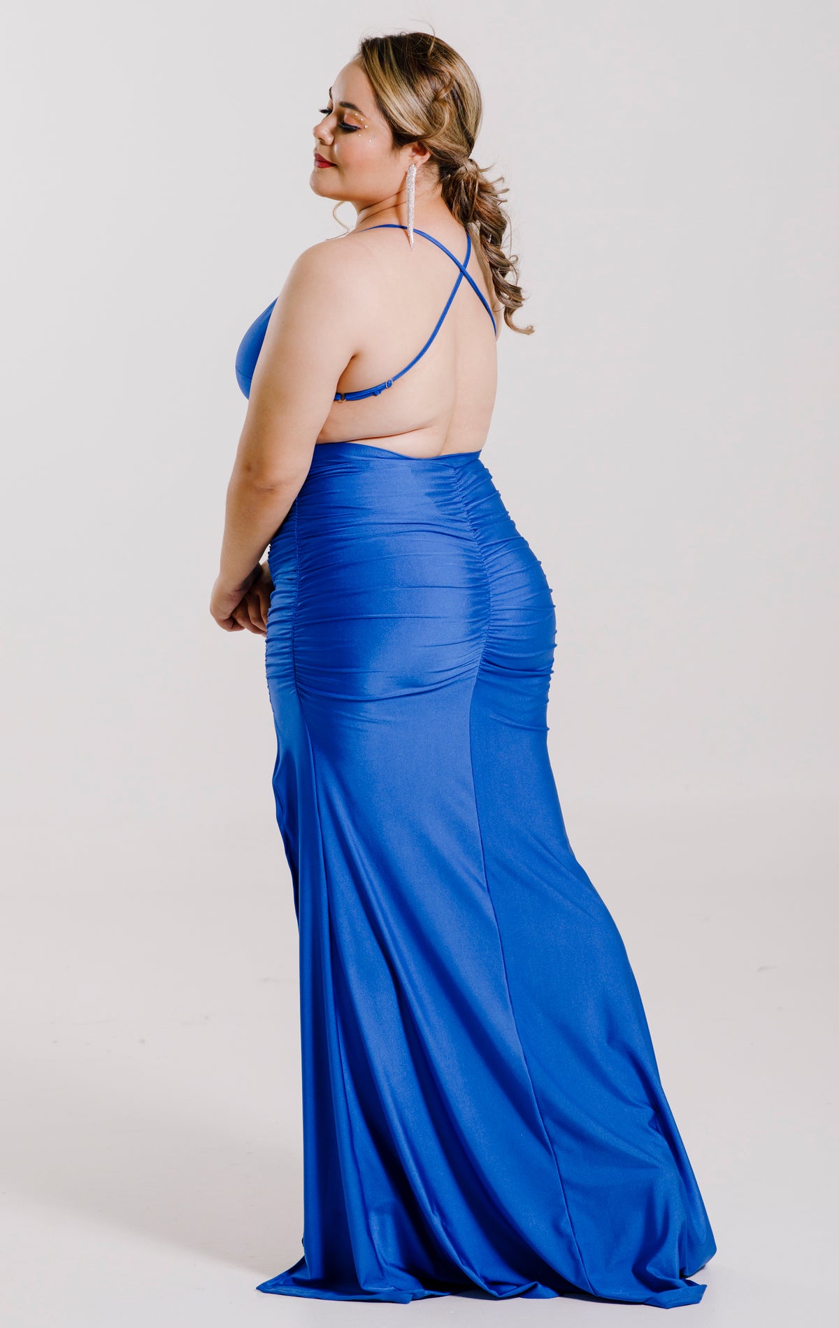Vestido Largo con Abertura Corrugado - GINEVRA