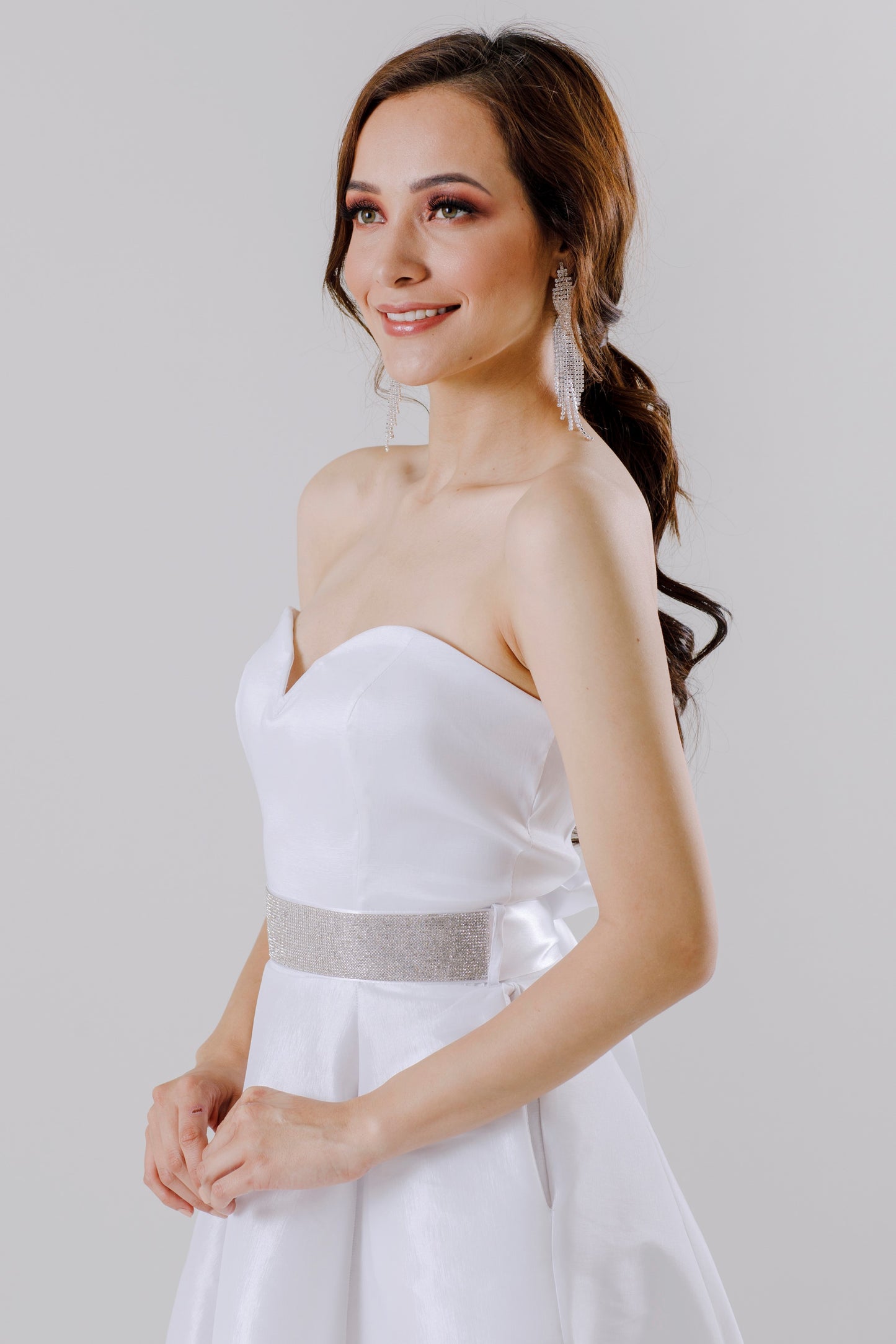 Vestido Strapple Corte midi con Bolsas - MARILYN