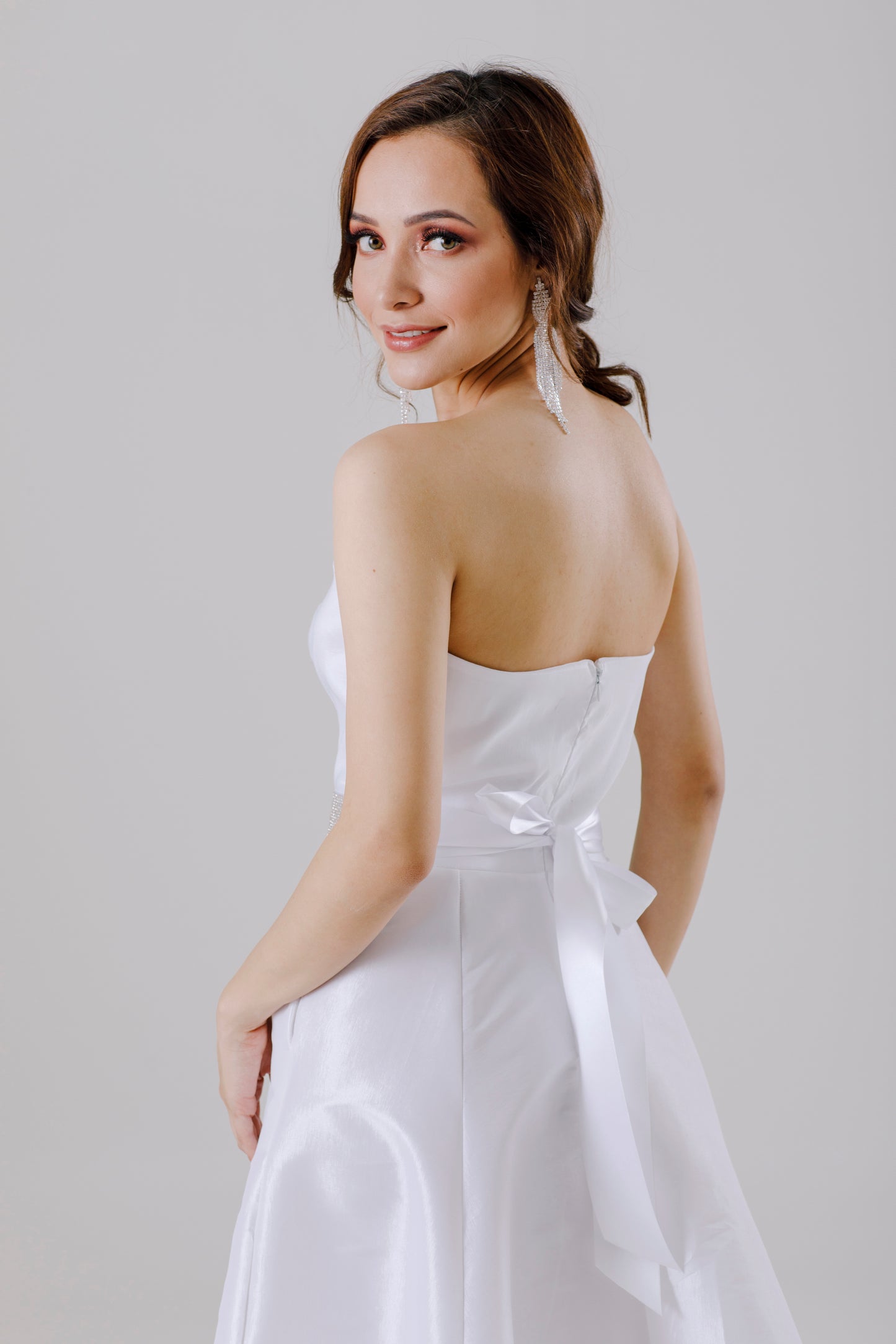 Vestido Strapple Corte midi con Bolsas - MARILYN