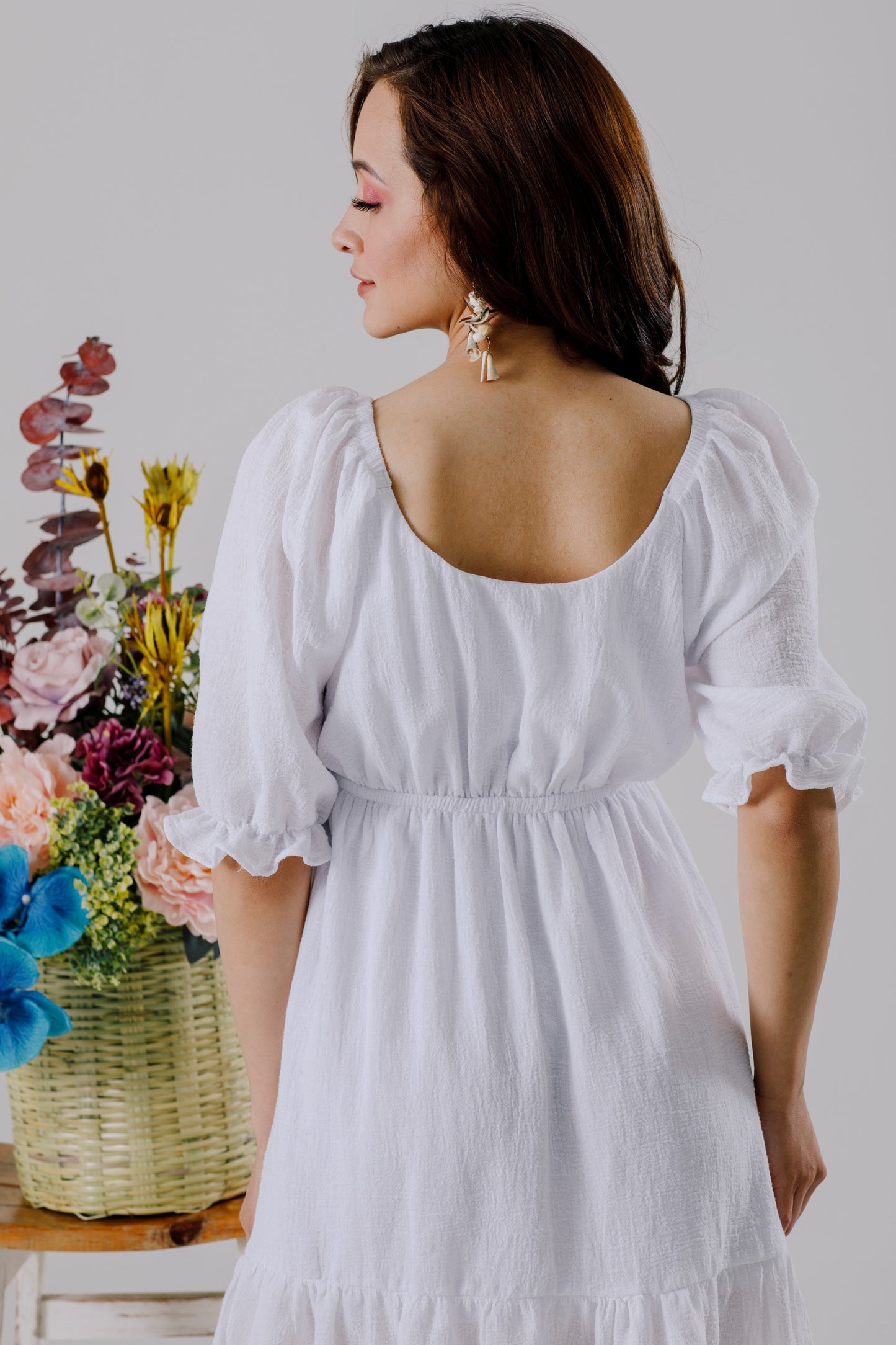 Vestido corto con Mangas de Algodon - OLIMPIA