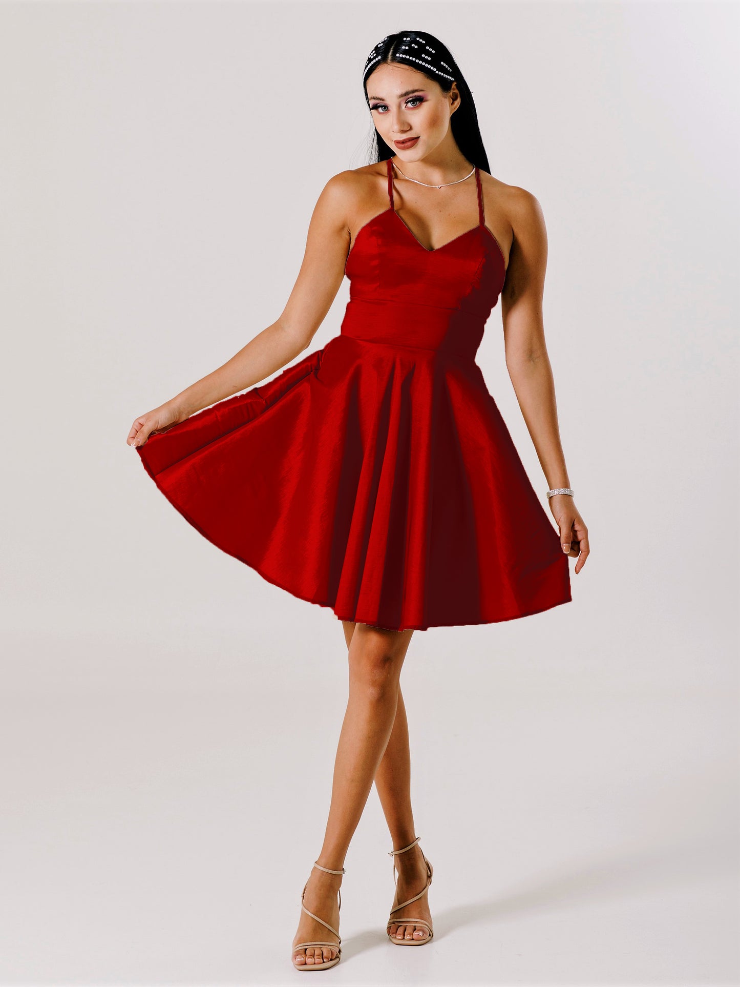 Vestido corto circular con tirante cruzado - "SOPHIA"