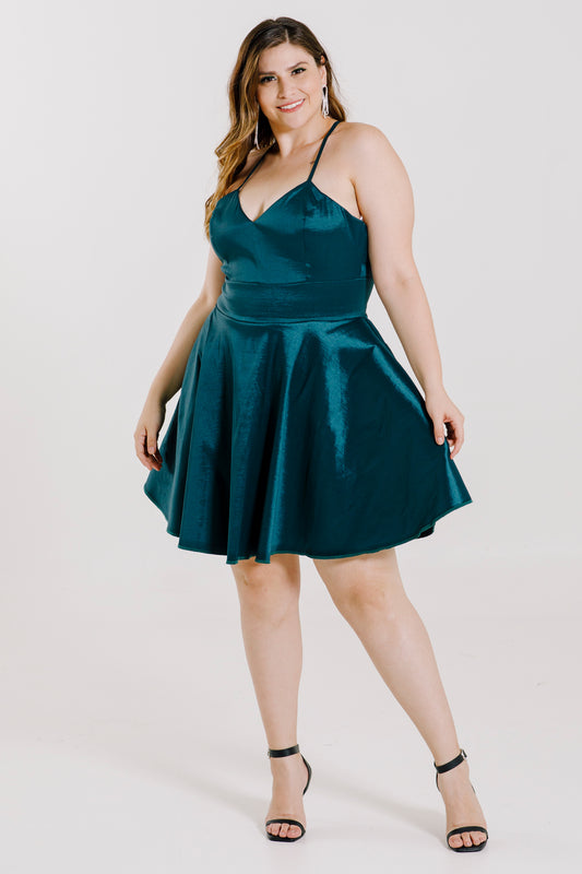 Vestido corto circular con tirante cruzado - "SOPHIA"