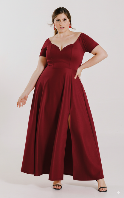 Vestido Largo con Abertura Hombros al Descubierto - "BONITA ABERTURA"