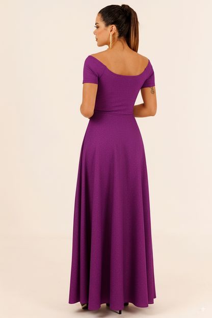 Vestido Largo con Brillos Hombros al Descubierto - BONITA BRILLOS