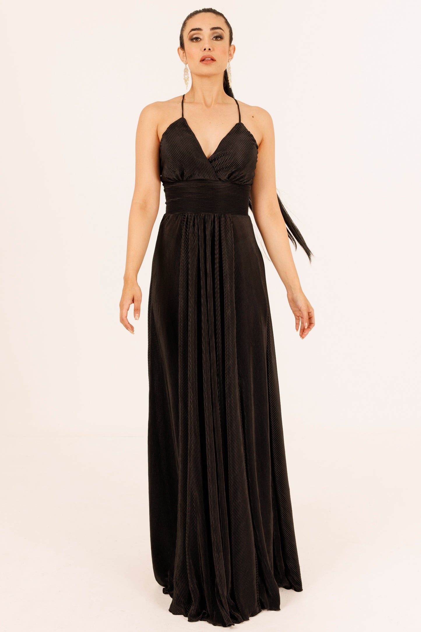 Vestido largo plisado de tirantes - COCO