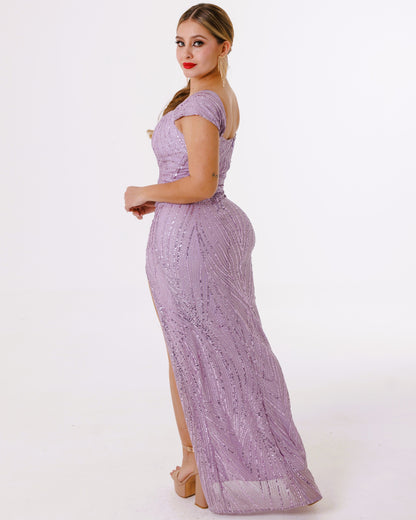 Vestido Largo de Lentejuela con abertura - JAZMIN