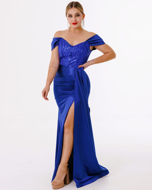 Vestido Largo con abertura y lentejuela - KARIME