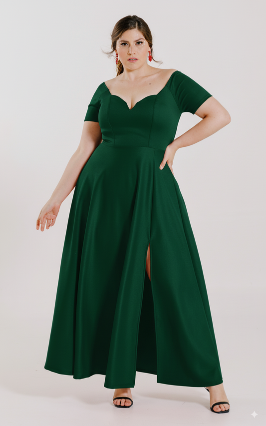 Vestido Largo con Abertura Hombros al Descubierto - "BONITA ABERTURA"
