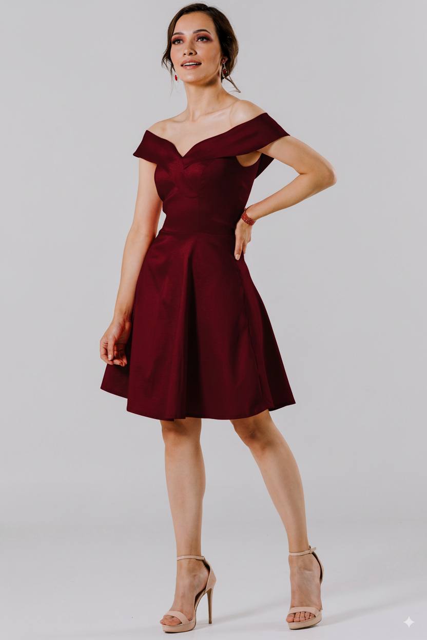 Vestido Corto con Hombros al Descubierto - FLORENCIA CORTO