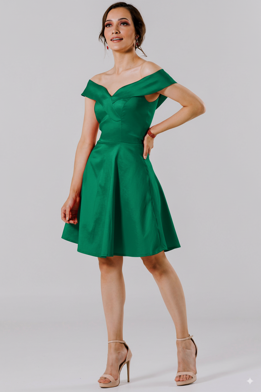 Vestido Corto con Hombros al Descubierto - FLORENCIA CORTO