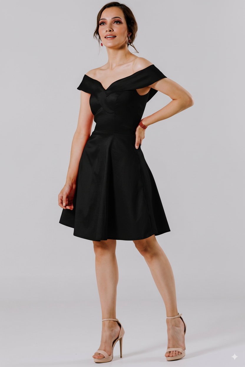 Vestido Corto con Hombros al Descubierto - FLORENCIA CORTO