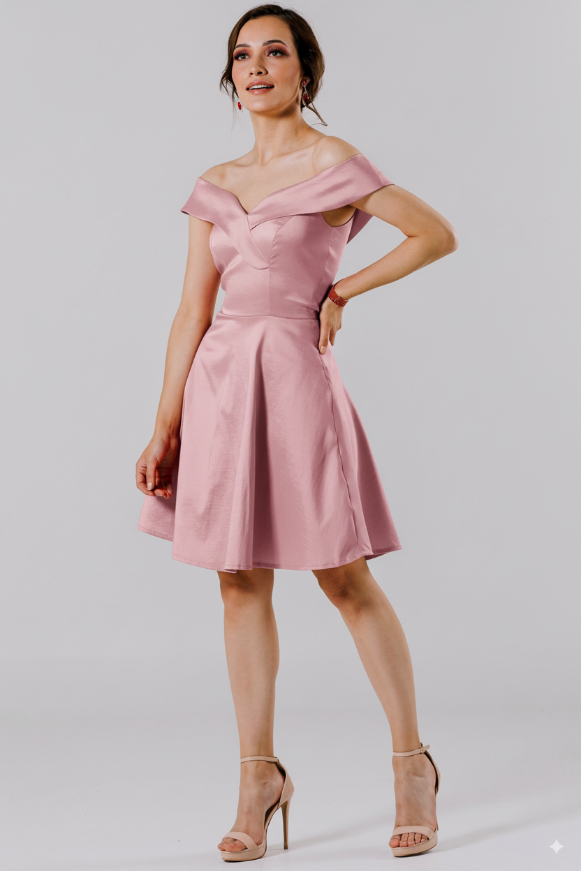 Vestido Corto con Hombros al Descubierto - FLORENCIA CORTO