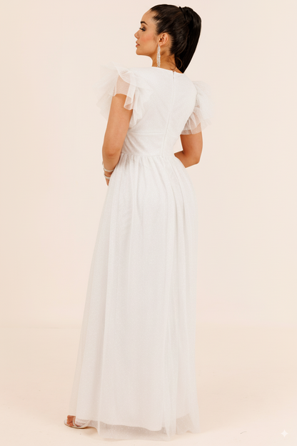 Vestido Largo con Brillos y Mangas - JULIA BRILLOS