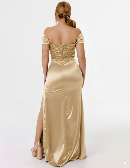Vestido Largo con abertura y lentejuela - KARIME