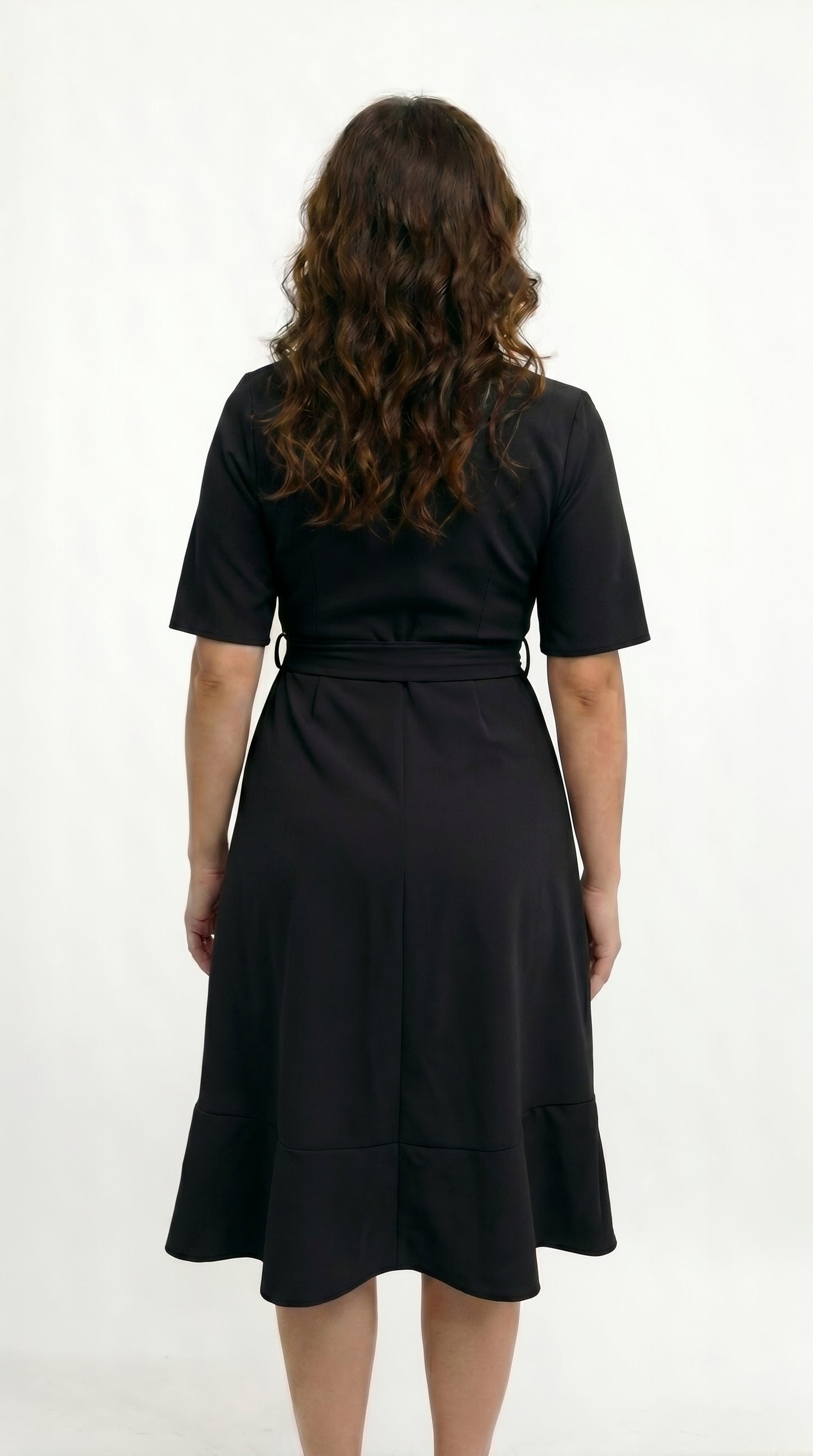 Vestido corto con mangas escote cruzado y cinturon - VICKY