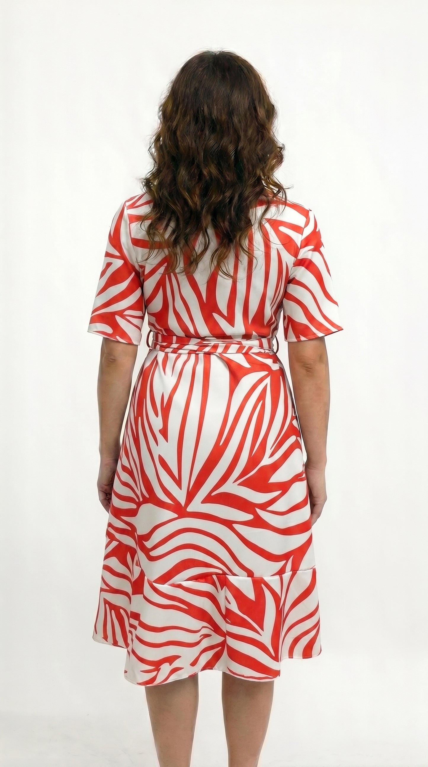 Vestido corto con mangas escote cruzado y cinturon - VICKY