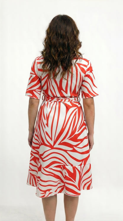Vestido corto con mangas escote cruzado y cinturon - VICKY