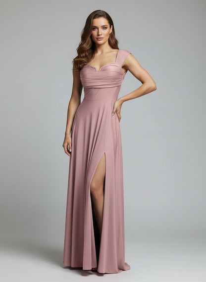 Vestido Largo Con Abertura y mangas- ROSIE