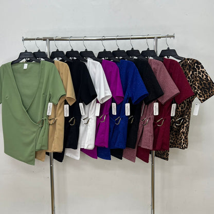 Blusa Brillos con Cuello V y Argolla T49B
