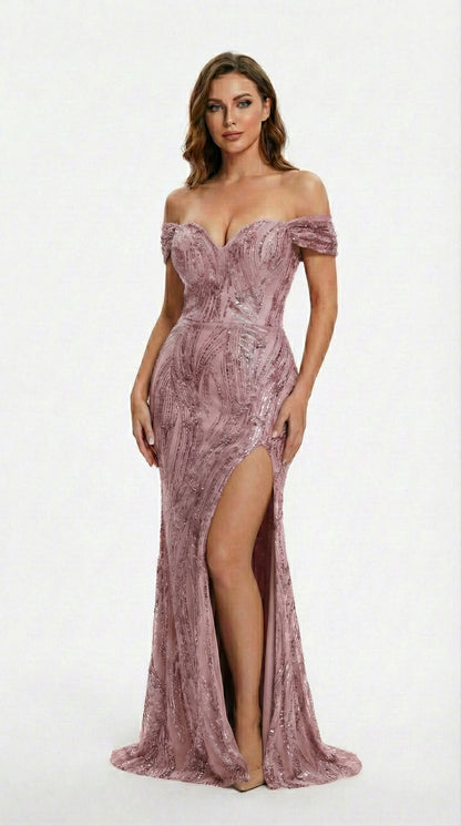 Vestido Largo de Lentejuela con abertura - JAZMIN