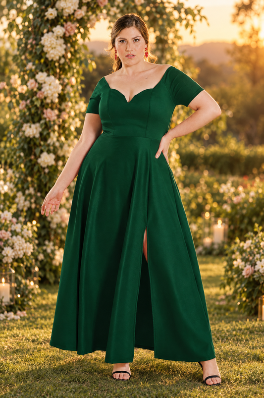 Vestido Bonita Abertura verde en jardín de boda