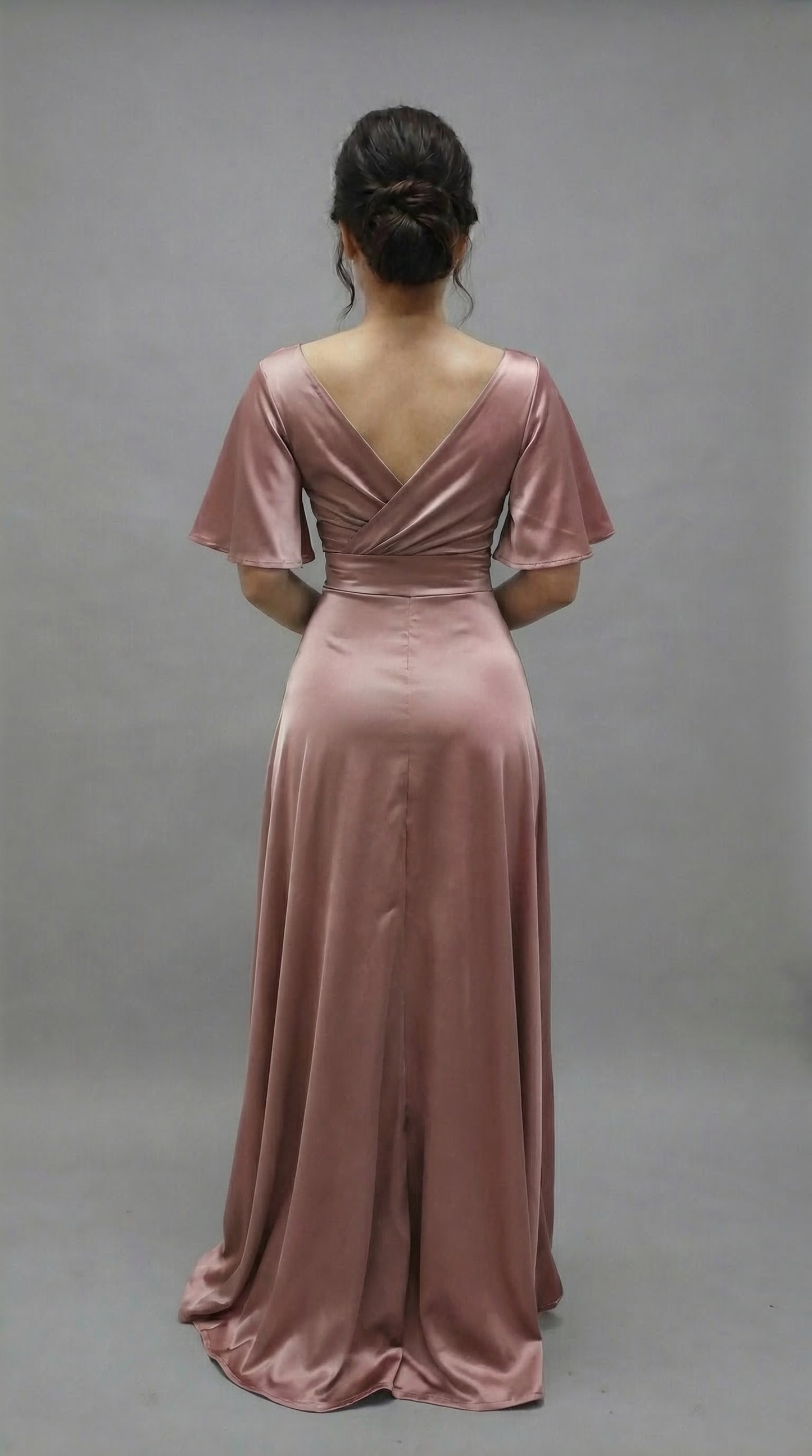 Vestido largo con Manga y Abertura - Cristina Nuevo