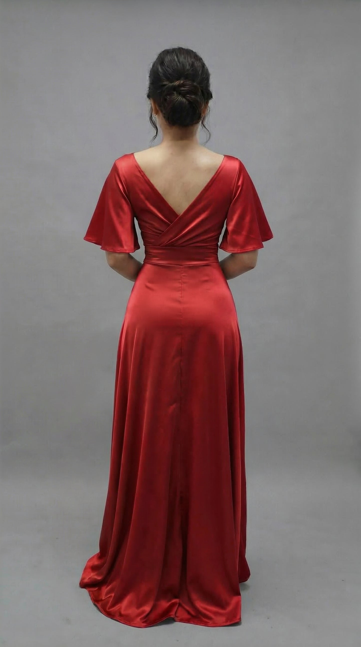 Vestido largo con Manga y Abertura - Cristina Nuevo