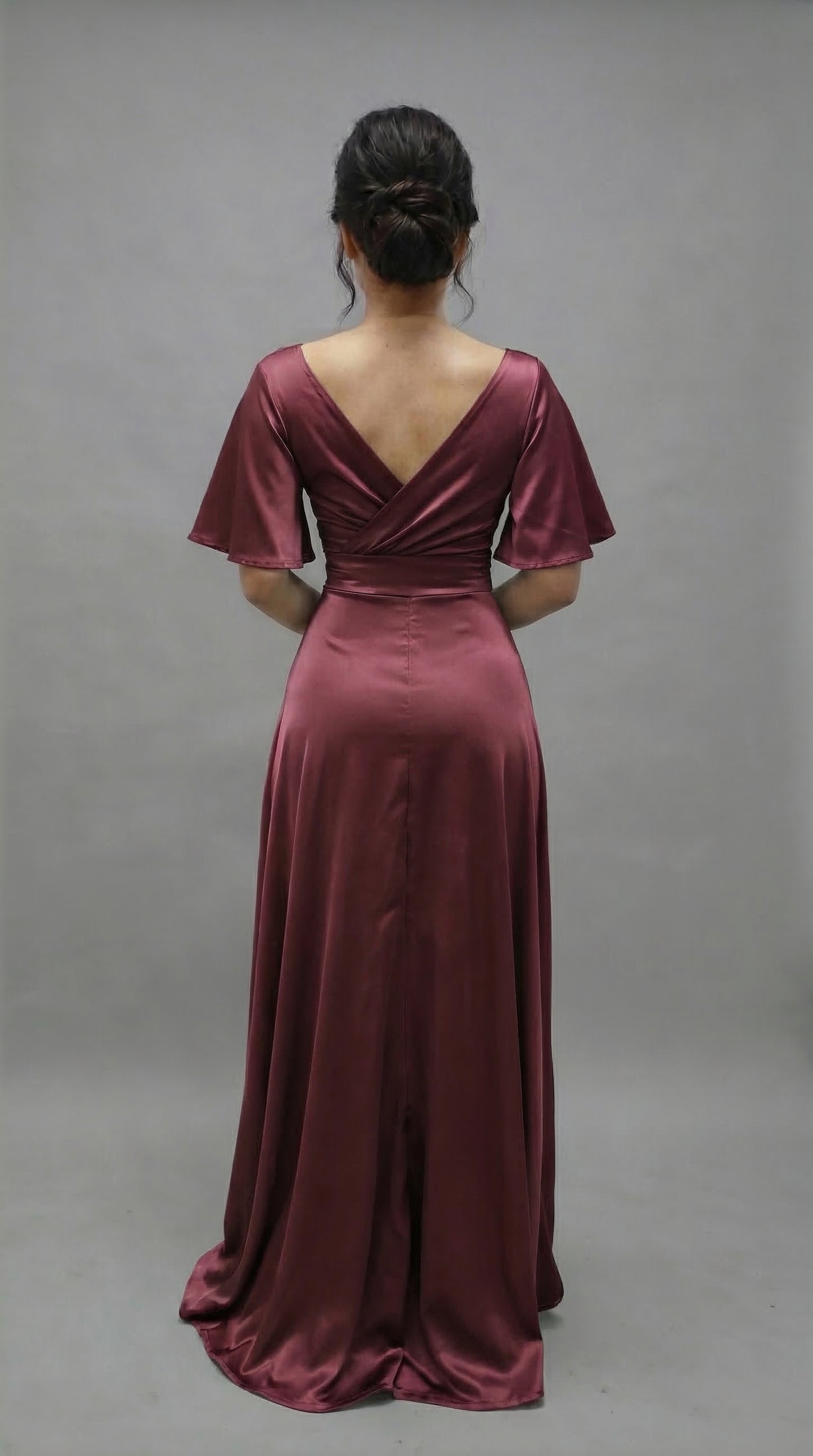 Vestido largo con Manga y Abertura - Cristina Nuevo