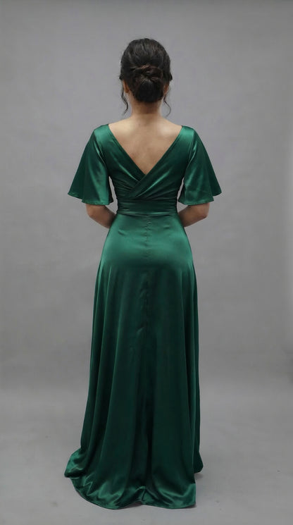 Vestido largo con Manga y Abertura - Cristina Nuevo