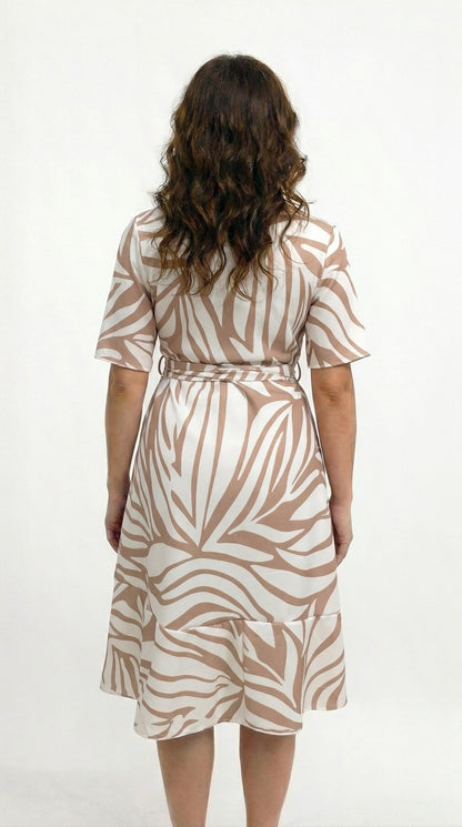 Vestido corto con mangas escote cruzado y cinturon - VICKY